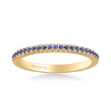 Artcarved Bridal Mounted with Side Stones Classic Anniversary Band 18K Yellow Gold & Blue Sapphire