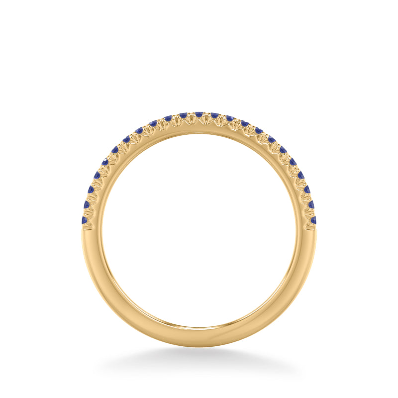 Artcarved Bridal Mounted with Side Stones Classic Anniversary Band 14K Yellow Gold & Blue Sapphire