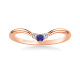 Artcarved Bridal Mounted with Side Stones Contemporary Anniversary Band 14K Rose Gold & Blue Sapphire