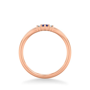 Artcarved Bridal Mounted with Side Stones Contemporary Anniversary Band 14K Rose Gold & Blue Sapphire