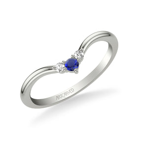 Artcarved Bridal Mounted with Side Stones Contemporary Anniversary Band 14K White Gold & Blue Sapphire