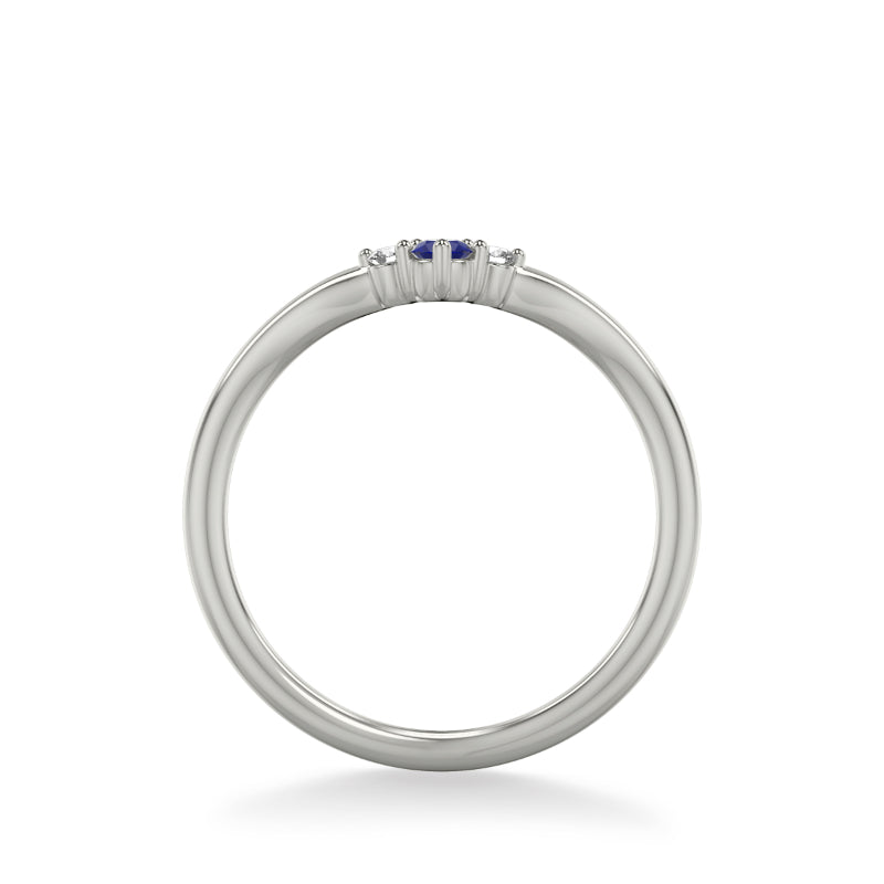 Artcarved Bridal Mounted with Side Stones Contemporary Anniversary Band 14K White Gold & Blue Sapphire