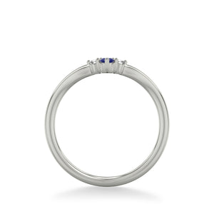 Artcarved Bridal Mounted with Side Stones Contemporary Anniversary Band 18K White Gold & Blue Sapphire