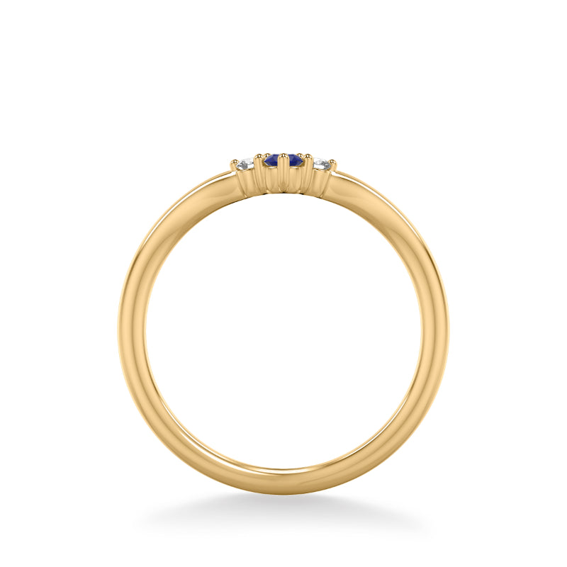 Artcarved Bridal Mounted with Side Stones Contemporary Anniversary Band 14K Yellow Gold & Blue Sapphire