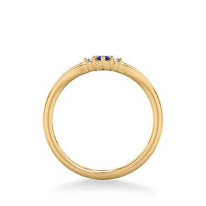 Artcarved Bridal Mounted with Side Stones Contemporary Anniversary Band 14K Yellow Gold & Blue Sapphire