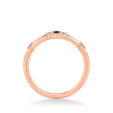 Artcarved Bridal Mounted with Side Stones Classic Anniversary Band 14K Rose Gold & Blue Sapphire