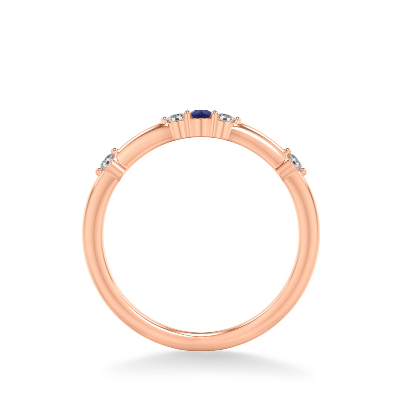 Artcarved Bridal Mounted with Side Stones Classic Anniversary Band 14K Rose Gold & Blue Sapphire