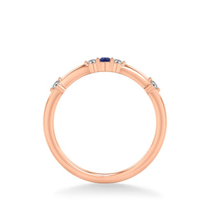 Artcarved Bridal Mounted with Side Stones Classic Anniversary Band 14K Rose Gold & Blue Sapphire