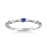 Artcarved Bridal Mounted with Side Stones Classic Anniversary Band 14K White Gold & Blue Sapphire