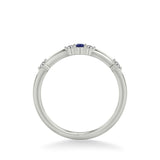 Artcarved Bridal Mounted with Side Stones Classic Anniversary Band 18K White Gold & Blue Sapphire