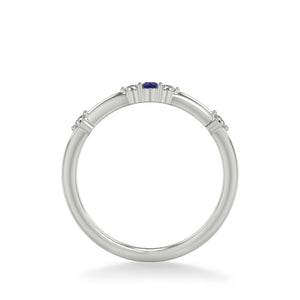 Artcarved Bridal Mounted with Side Stones Classic Anniversary Band 18K White Gold & Blue Sapphire