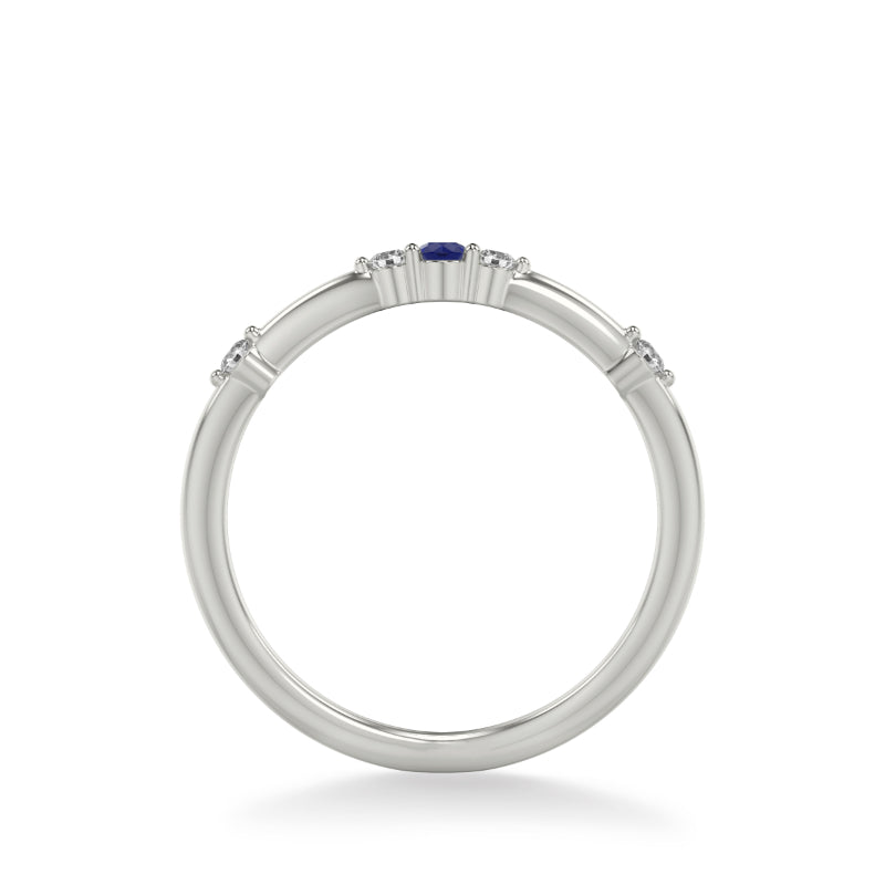 Artcarved Bridal Mounted with Side Stones Classic Anniversary Band 14K White Gold & Blue Sapphire