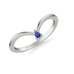 Artcarved Bridal Mounted with Side Stones Contemporary Anniversary Band 18K White Gold & Blue Sapphire