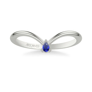 Artcarved Bridal Mounted with Side Stones Contemporary Anniversary Band 18K White Gold & Blue Sapphire