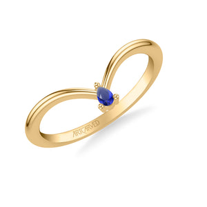 Artcarved Bridal Mounted with Side Stones Contemporary Anniversary Band 14K Yellow Gold & Blue Sapphire