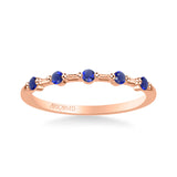 Artcarved Bridal Mounted with Side Stones Classic Anniversary Band 14K Rose Gold & Blue Sapphire