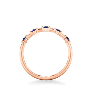 Artcarved Bridal Mounted with Side Stones Classic Anniversary Band 14K Rose Gold & Blue Sapphire