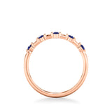 Artcarved Bridal Mounted with Side Stones Classic Anniversary Band 18K Rose Gold & Blue Sapphire