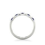 Artcarved Bridal Mounted with Side Stones Classic Anniversary Band 14K White Gold & Blue Sapphire