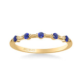 Artcarved Bridal Mounted with Side Stones Classic Anniversary Band 14K Yellow Gold & Blue Sapphire