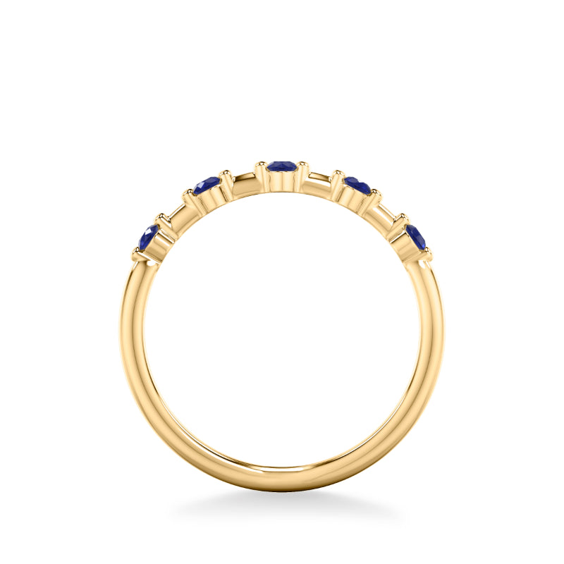 Artcarved Bridal Mounted with Side Stones Classic Anniversary Band 18K Yellow Gold & Blue Sapphire