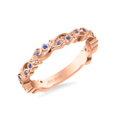 Artcarved Bridal Mounted with Side Stones Contemporary Anniversary Band 14K Rose Gold & Blue Sapphire