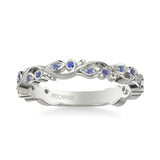 Artcarved Bridal Mounted with Side Stones Contemporary Anniversary Band 14K White Gold & Blue Sapphire