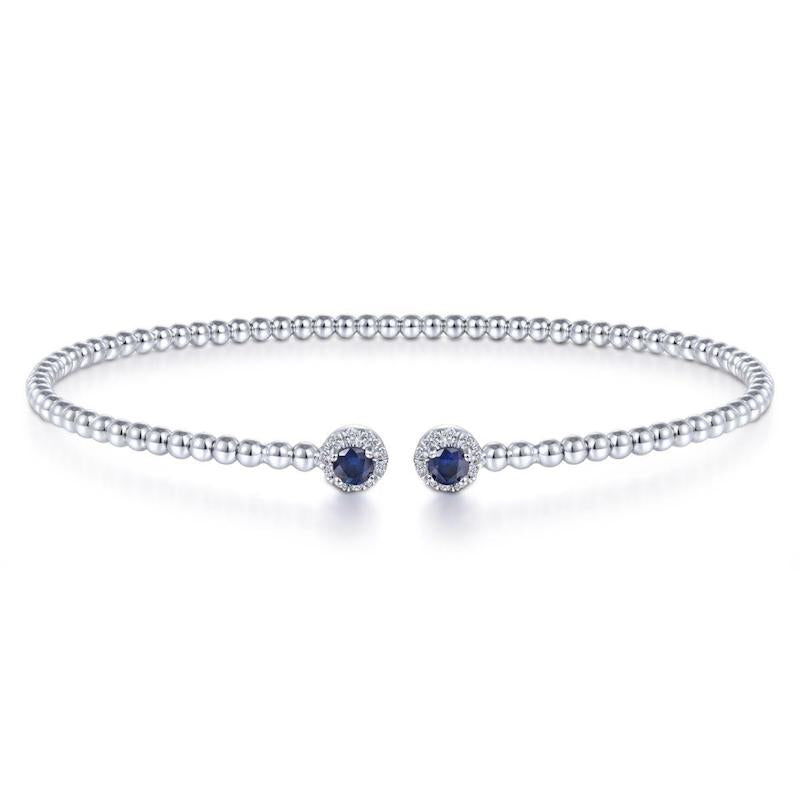 Gabriel & Co. 14k White Gold Bujukan Gemstone & Diamond Bangle Bracelet