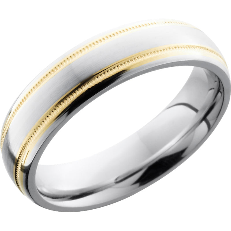 Lashbrook White & Yellow Cobalt Chrome 6mm Men's Wedding Band