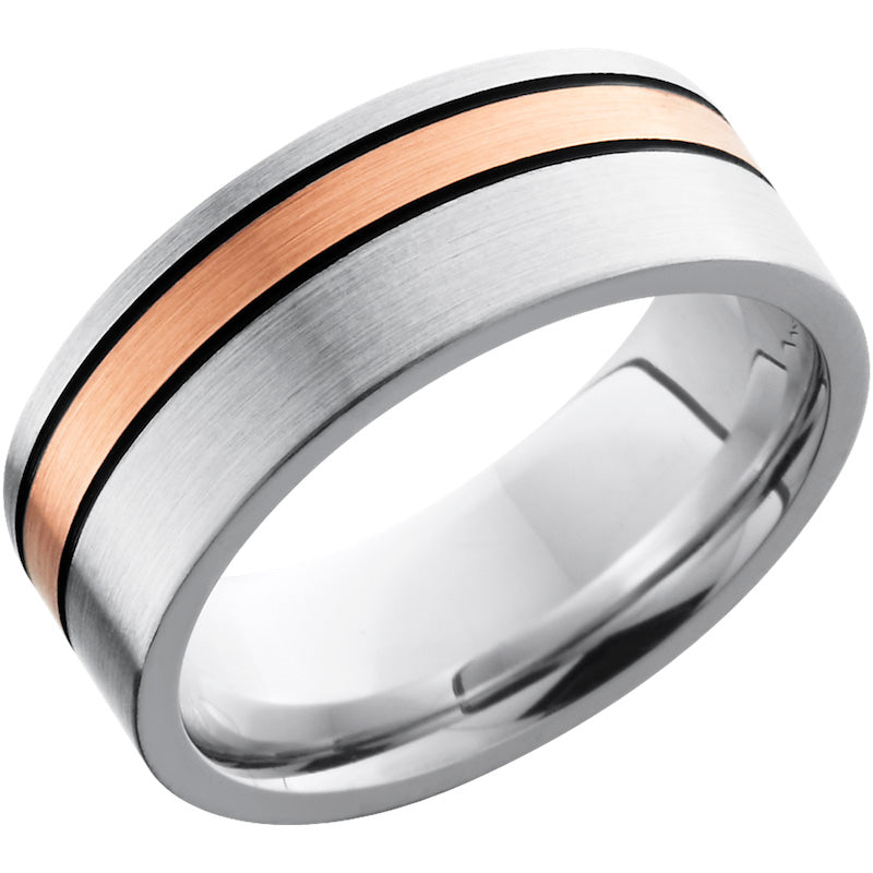 Lashbrook Rose & White Cobalt Chrome 8mm Men's Wedding Band