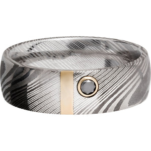 Lashbrook Black White & Yellow Damascus Steel 7mm Men's Wedding Band