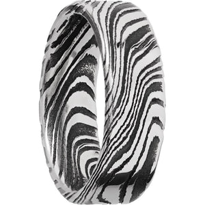 Lashbrook Black & White Damascus Steel 7mm Men's Wedding Band