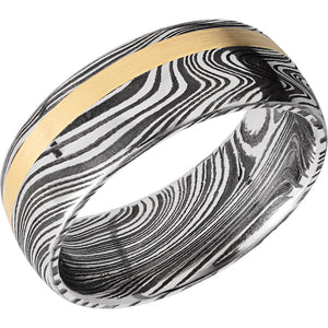 Lashbrook Black White & Yellow Damascus Steel 8mm Men's Wedding Band