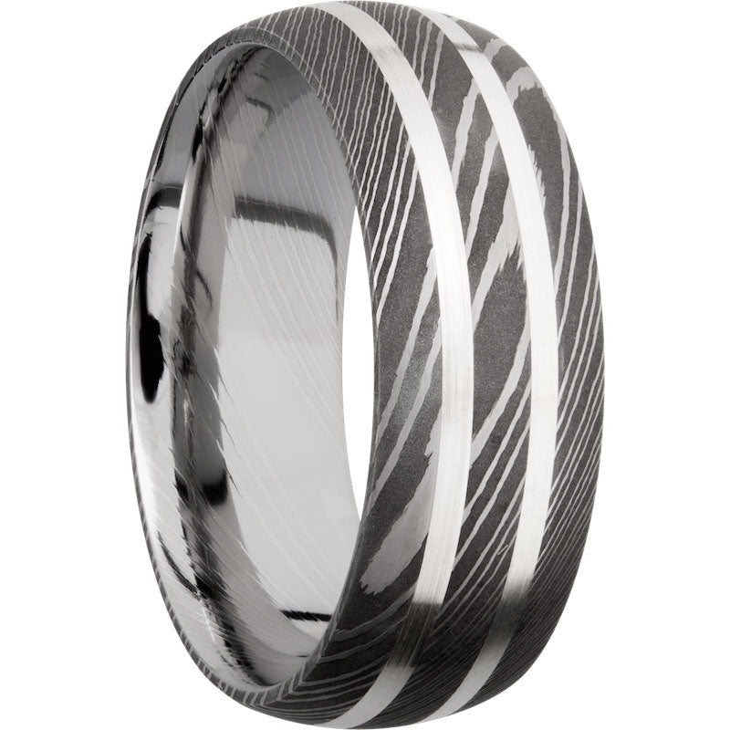 Lashbrook Black & White Damascus Steel 8mm Men's Wedding Band