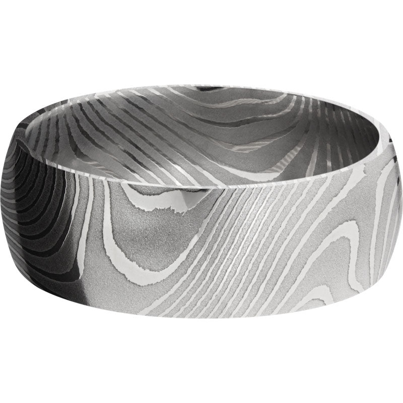 Lashbrook Black & White Damascus Steel 8mm Men's Wedding Band