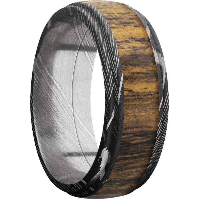 Lashbrook Black Damascus Steel Hardwood 8mm Men's Wedding Band