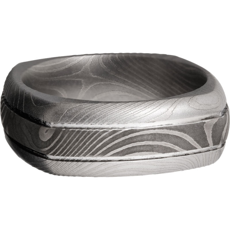 Lashbrook Black & White Damascus Steel 8mm Men's Wedding Band