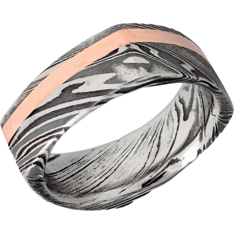 Lashbrook Black Rose & White Damascus Steel 8mm Men's Wedding Band