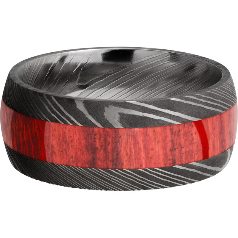 Lashbrook Black & White Damascus Steel Hardwood 9mm Men's Wedding Band