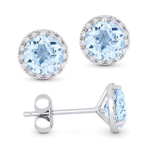 Madison L 14k White Gold Aquamarine Earring