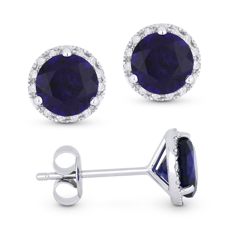 Madison L 14k Gold Created Sapphire & Diamond Earring