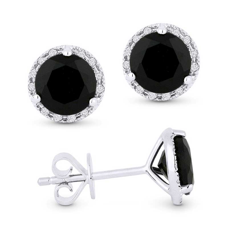 Madison L 14k White Gold Onyx Earring