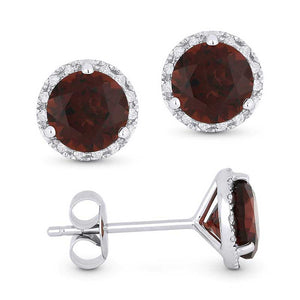 Madison L 14k White Gold Garnet Earring