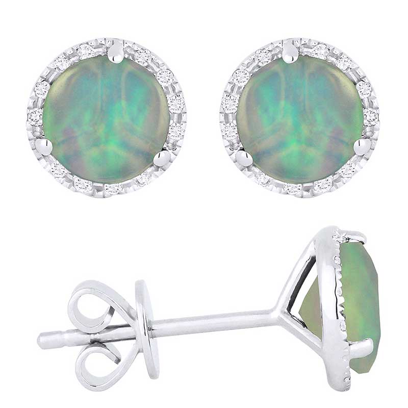 Madison L 14k White Gold Opal Earring