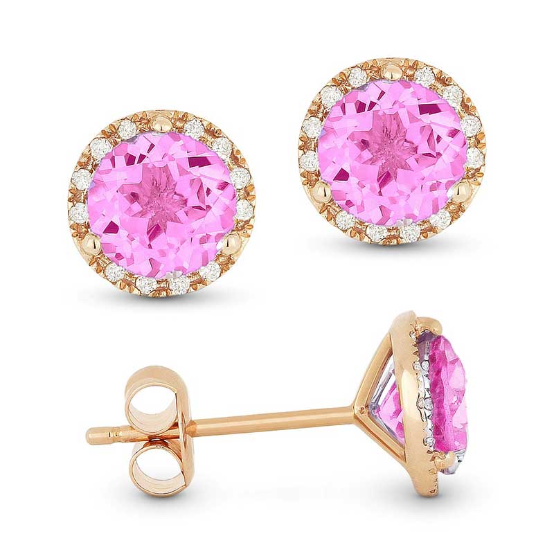 Madison L 14k Rose Gold Pink Sapphire Earring