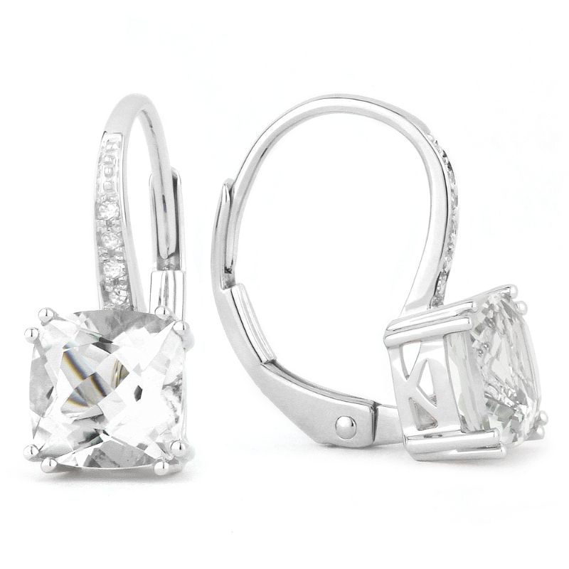 Madison L 14k White Gold Topaz & Diamond Earring