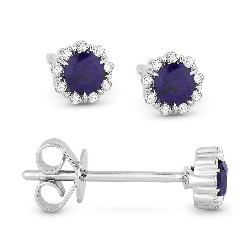Madison L 14k White Gold Created Sapphire Earring