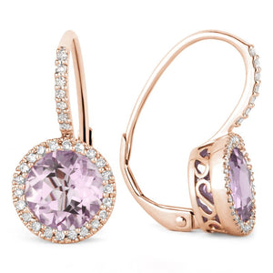 Madison L 14k Rose Gold Amethyst & Diamond Earring
