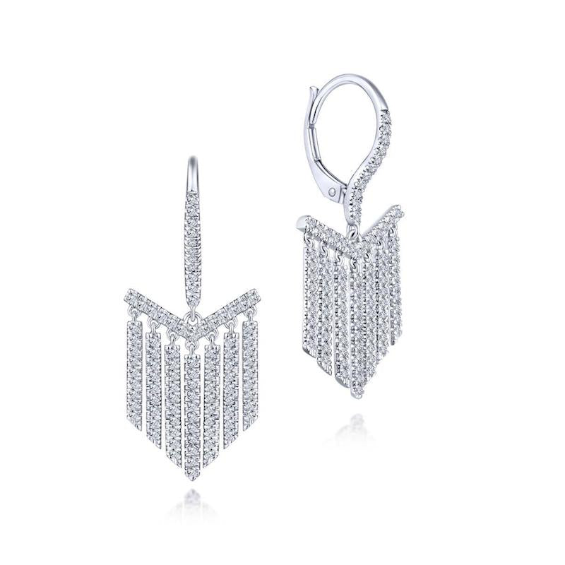 Gabriel & Co. 14k White Gold Art Moderne Diamond Drop Earrings