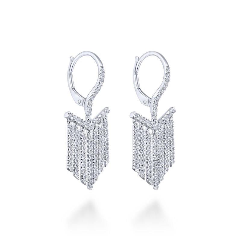 Gabriel & Co. 14k White Gold Art Moderne Diamond Drop Earrings